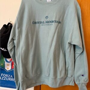 Champion Men's Crewneck Sweater in Light Green